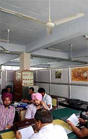 Fans in many offices, including the Food and Civil Supplies Department (above), at the Mini-secretariat did not work, causing inconvenience to the staff.