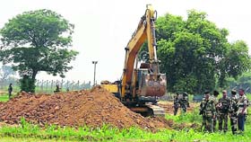 BSF personnel near the tunnel detected in the Samba sector on Saturday