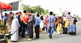Chaos prevails outside the Jammu airport.
