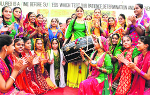 New students participate in a talent hunt competition at the beginning of the new session at St Soldier Divine Public School, Mann Nagar, in Jalandhar on Monday.