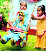 Tiny tots of ABC Montessori School celebrate Teej in Ludhiana.