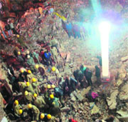 A file photo of an inflatable light tower being used during a rescue operation.