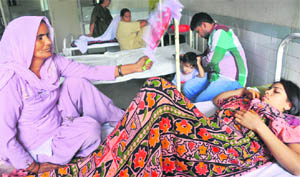 Patients face a tough time at the Civil Hospital, Phase VI, Mohali, on Tuesday.