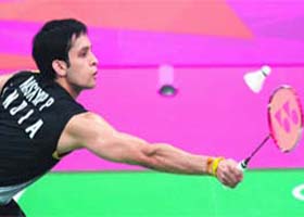 Parupalli Kashyap beat Tien Minh Nguye of Vietnam 21-9 21-14 in straight games to make it to pre-quarterfinals of the men's badminton singles event