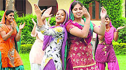 Schoolchildren show their dance performance for selection in the district-level Indpendence Day function in Jalandhar on Wednesday