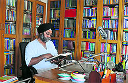 Anurag Singh at his library in Ludhiana