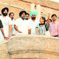 Deputy CM, Punjab, Sukhbir Singh Badal, and MP Navjot Singh Sidhu at the Gobindgarh Fort in Amritsar on Thursday.
