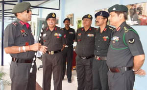 GOC-in-C, South Western Command, Lt Gen Gyan Bhushan with Army officials at the Bathinda Military Station. 