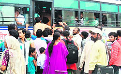 Roadways buses witnessed a heavy rush due to Raksha Bandhan in Haridwar on Thursday