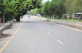 A city road presents a deserted look as residents preferred to remain inside their houses on Raksha Bandhan in Jalandhar on Thursday