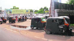 Travelling by an auto-rickshaw has become out of reach for the common man in Jammu as they are charging exorbitant fares from the passengers. Tribune photo: Inderjeet Singh