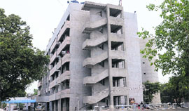 The incomplete OPD block, the construction of which was halted, at the GMSH in Sector 16 of Chandigarh.