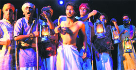The play Munna Ki Wapsi being staged at the Tagore Theatre in Chandigarh on Friday.