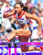 Britains Jessica Ennis competes in the womens heptathlon 100m heat on Friday.  Reuters