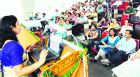A speaker during the North Zone HIV conference, organised at GMC in Amritsar on Saturday.