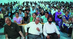 A view of the gathering during a seminar organised at the Adesh University on the Bathinda-Barnala road on Saturday. A Tribune photograph