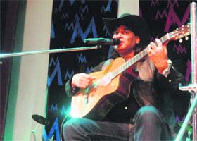 Bobby Cash gives a performance at St Georges College in Mussoorie on Saturday
