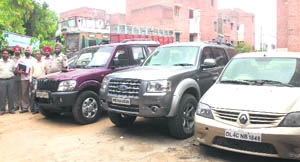 The Special Staff team along with the recovered vehicles in Jalandhar on Saturday.