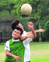 Players in action during a match of Chandigarh Soccer Cup.