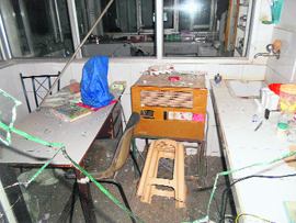 A view of a ransacked room of a private hospital in Ratia. 