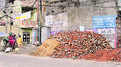 Debris lying strewn along roads near the Bhadaur House area in Ludhiana