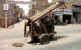 A de-silting machine has been lying near the main bus stand at Abohar for the past few days.
