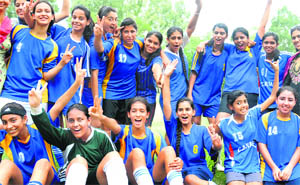 The team of Carmel Convent School, Sector 9, after winning the title at GMSS School, Sector 23, in Chandigarh on Monday. 