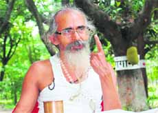 Swami Shivanand, head of the Matra Sadan ashram, at Jagjeetpur in Haridwar on Monday. 