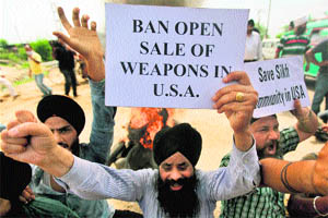 Protesters shout anti-US slogans in Jammu on Monday.