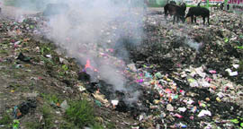 Garbage set on fire in Ludhiana. 