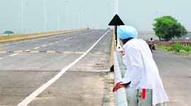 The recently constructed overbridge near Badal village in Muktsar.