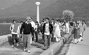 From the stone-pelting of 2010 (above) to a happy tourist scene at the Dal Lake in Srinagar today, Kashmir has come a long way since the interlocutors visited the state. But underlying currents and discords remain as strong as ever