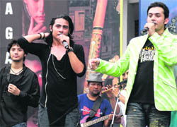 Pakistani music band Raga Boyz performs at Lovely Professional University near Jalandhar on Wednesday. 