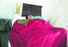 Amreen Ahmad, a resident of Wurpush Gutlibagh village, who delivered a baby in a vehicle outside the government sub-district hospital in Ganderbal