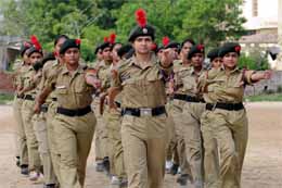 NCC cadets take part in a rehearsal for the Independence Day parade in Bathinda on Thursday. 