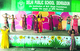 Students of Delhi Public School perform Rasleela during Janmashtami celebrations in Dehradun on Thursday