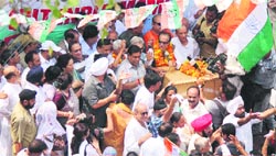 Jammu and Kashmir Pradesh Congress Committee chief Saifuddin Soz addresses a gathering at a function in Jammu on Thursday. Tribune photo: Inderjeet Singh