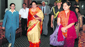 First Lady Usha Vohra arrives at the venue for the launch.