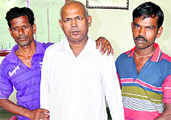 Kamal Sarkar with his brother Dilip Sarkar and son-in-law Shibu Shikdar in Amritsar