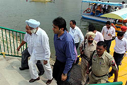 Punjab Minister for Jails, Tourism and Culture Swaran Singh Phillaur visits the Thermal lake on Friday