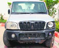 The Scorpio that was found abandoned on the Jarot road near Ambala City on Friday.