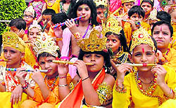 Students of Green Land Senior Secondary School celebrate Janmashtmi in Ludhiana