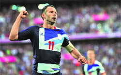 Manchester Uniteds legendary winger Ryan Giggs became the oldest man to score at the Olympics with his goal against UAE.