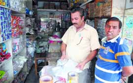 MCB officials conduct a surprise raid on a shop at the Amrik Singh Road in Bathinda on Saturday. 
