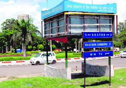 No security man on duty at a police shed near the Sector 2-5 roundabout in Panchkula on Saturday. 