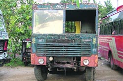 The MC tipper that was impounded by the traffic police in Ludhiana on Saturday. The tipper neither had a number plate nor registration documents. photo: Inderjeet Verma