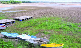 The dry bed of Sukhna Lake, Chandigarh.