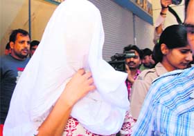 Aruna Chadha in police custody at Gurgaon on Sunday