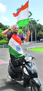 A participant rehearses for I-Day celebrations in Patiala