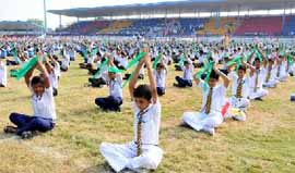 School students practice for their event scheduled to be held during the Independence Day function. 